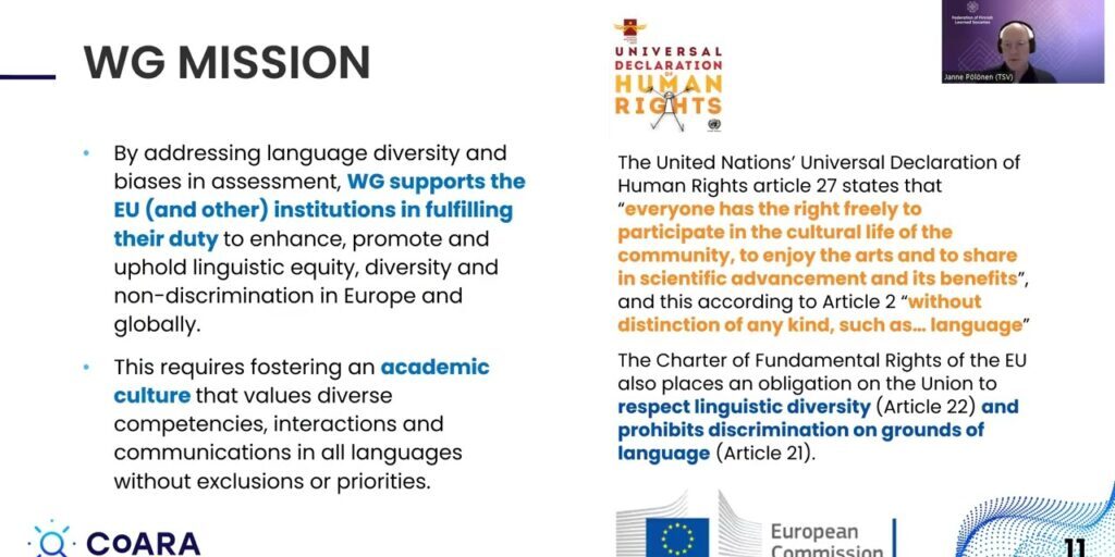 CoARA Working Group Multilingualism Webinar